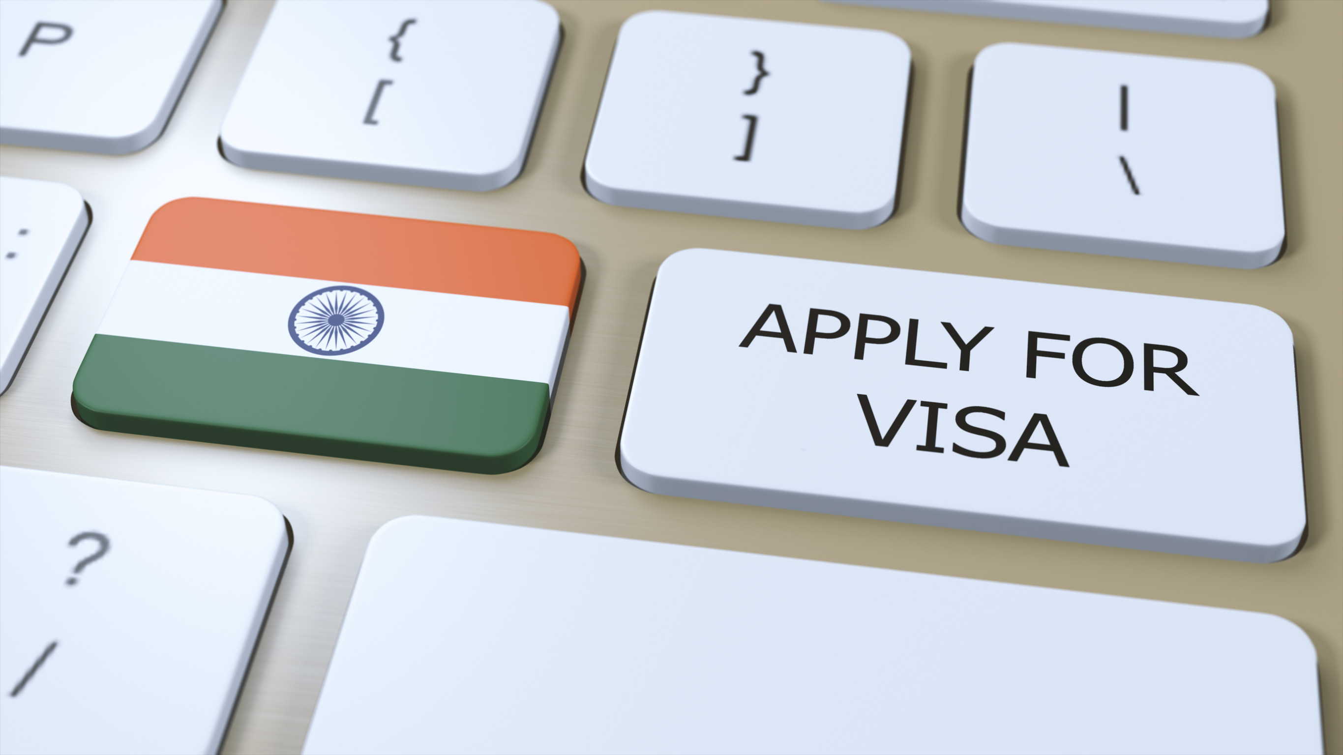 India Apply For Visa Concept Button Push 3d Illustration Visa Apply
